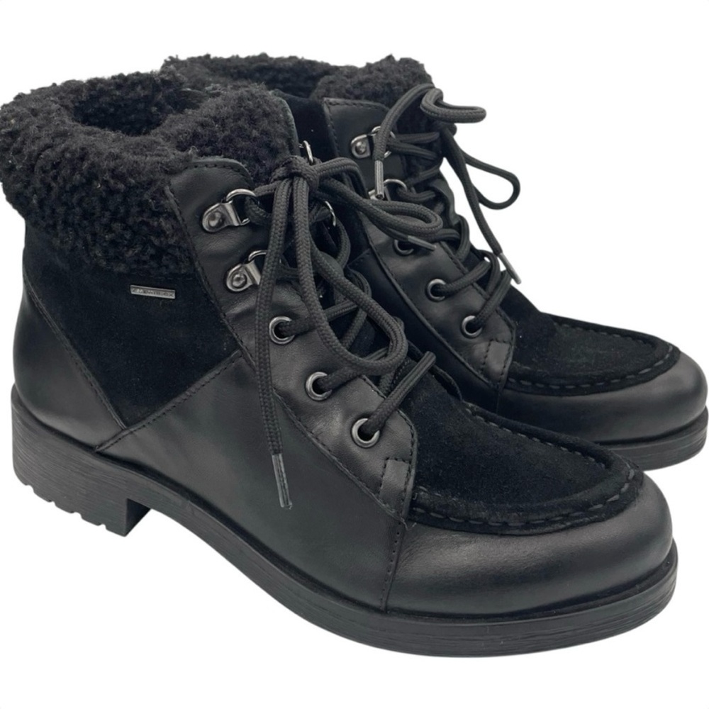 Geox Rawelle ABX waterproof lace-up black boots suede leather Size 38/ 7.5US